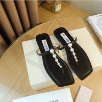 Jimmy Choo Alaina Slides Women Nappa Leather With Pearl Embellishment Black