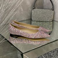 Jimmy Choo Love Flats Women Glitter Degrade Fabric Purple