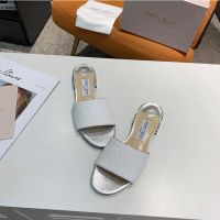 Jimmy Choo Minea Slides Women Glitter Fabric White