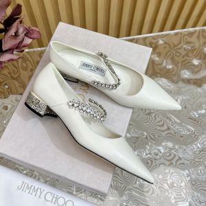 Jimmy Choo Bing Pumps Women Nappa Leather With Crystal Strap White