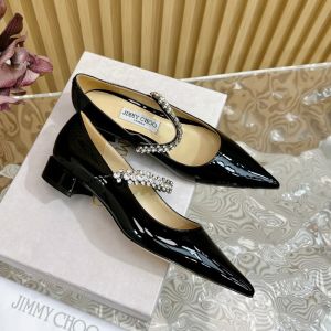 Jimmy Choo Bing Pumps Women Patent Leather With Crystal Strap Black