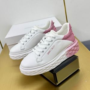 Jimmy Choo Diamond Maxi F II Sneakers Women Nappa Leather with Glitter Degrade White/Rose