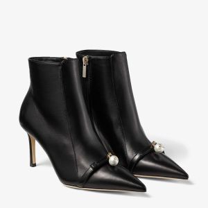 Jimmy Choo Felicitie 75 Ankle Boots Women Nappa Leather With Pearl Embellishment Black