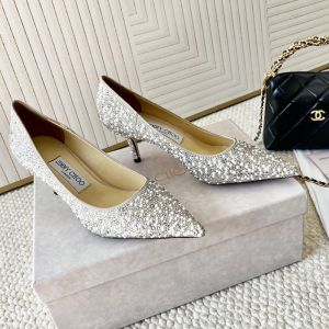 Jimmy Choo Love Pumps Women Stain with Pearls and Crystals Grey