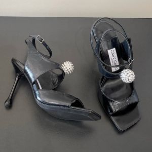 Jimmy Choo Orb 95 Sandals Women Patent Leather Black