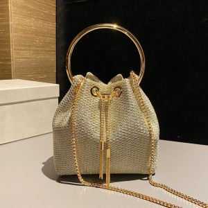 Jimmy Choo Bon Bon Bucket Bag in Silk Thread Gold