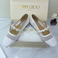 Jimmy Choo Ade Flats Women Fishnet Mesh And Patent Leather With Pearl Embellished White