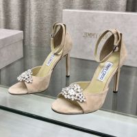Jimmy Choo Annie 100 Sandals Women Suede with Crystal Embellishment Pink