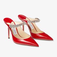 Jimmy Choo Bing Mules Women Patent Leather With Crystal Strap Red