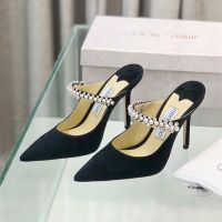 Jimmy Choo Bing Mules Women Suede With Crystal And Pearl Strap Black