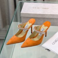 Jimmy Choo Bing Mules Women Suede With Crystal And Pearl Strap Orange