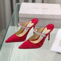 Jimmy Choo Bing Mules Women Suede With Crystal And Pearl Strap Red