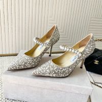 Jimmy Choo Bing Pumps Women Stain with Pearls and Crystals Grey