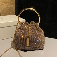 Jimmy Choo Bon Bon Bucket Bag in Crystal Mesh Gold