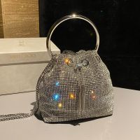 Jimmy Choo Bon Bon Bucket Bag in Crystal Mesh Silver