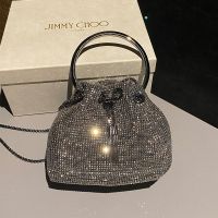 Jimmy Choo Bon Bon Bucket Bag in Crystal Mesh Silver/Black
