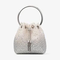 Jimmy Choo Bon Bon Bucket Bag in Degrade Galaxy Crystal Mesh White