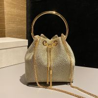 Jimmy Choo Bon Bon Bucket Bag in Silk Thread Gold
