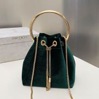 Jimmy Choo Bon Bon Bucket Bag in Velvet Green