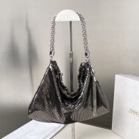 Jimmy Choo Callie Clutch Bag in Metallic Mesh Black
