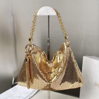 Jimmy Choo Callie Clutch Bag in Metallic Mesh Gold