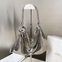 Jimmy Choo Callie Clutch Bag in Metallic Mesh Silver