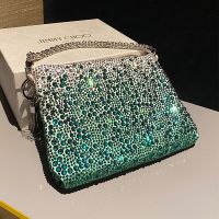 Jimmy Choo Callie Clutch Bag in Satin with Crystals Green