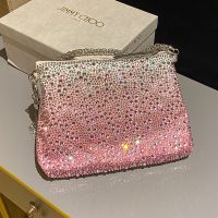 Jimmy Choo Callie Clutch Bag in Satin with Crystals Pink