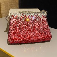 Jimmy Choo Callie Clutch Bag in Satin with Crystals Red