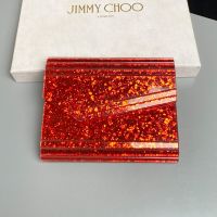 Jimmy Choo Candy Clutch Bag in Coarse Glitter Acrylic Red