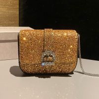 Jimmy Choo Cheri Crossbody Bag in Coarse Glitter Leather Gold