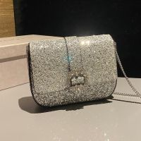 Jimmy Choo Cheri Crossbody Bag in Coarse Glitter Leather Silver