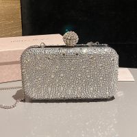 Jimmy Choo Cloud Clutch Bag in Crystal Embellished Satin with Crystal Ball Silver