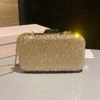 Jimmy Choo Cloud Clutch Bag in Crystal Embellished Satin Gold