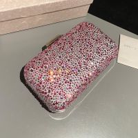 Jimmy Choo Cloud Clutch Bag in Crystal Embellished Satin Pink