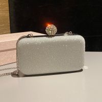 Jimmy Choo Cloud Clutch Bag in Fine Glitter Satin with Crystal Ball Grey