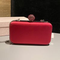 Jimmy Choo Cloud Clutch Bag in Satin with Crystal Ball Red