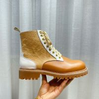 Jimmy Choo Cora Flat Combat Boots Women Mix Leather With JC Monogram Brown