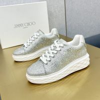 Jimmy Choo Diamond Light Maxi F Sneakers Women Nappa Leather with Rhinestone Silver
