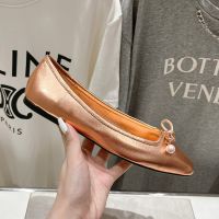 Jimmy Choo Elme Flats Women Nappa Leather with Pearl Embellishment Rose Gold