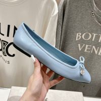 Jimmy Choo Elme Flats Women Nappa Leather with Pearl Embellishment Sky Blue