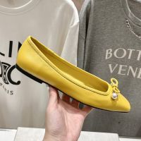 Jimmy Choo Elme Flats Women Nappa Leather with Pearl Embellishment Yellow