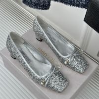 Jimmy Choo Elme 45 Pumps Women Glitter Fabric with Pearl Embellishment Silver