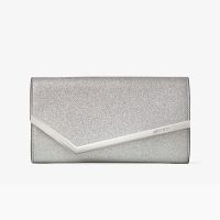 Jimmy Choo Emmie Clutch Bag in Fine Glitter Leather Silver