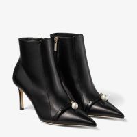 Jimmy Choo Felicitie 75 Ankle Boots Women Nappa Leather With Pearl Embellishment Black