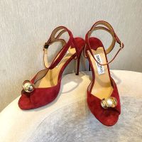 Jimmy Choo Ivory Sandals Women Suede With Pearl Detail Red