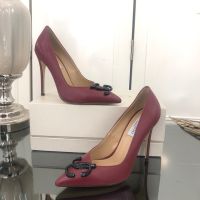 Jimmy Choo Love 100 Pumps Women Leather With JC Emblem Burgundy