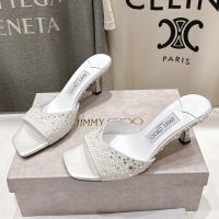Jimmy Choo Skye 70 Slides Women Satin with Crystals White