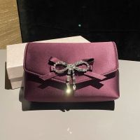 Jimmy Choo Soft Bow Mini Bag in Satin with Crystal Bow Burgundy