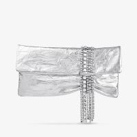 Jimmy Choo Zandra Clutch Bag in Vintage Metallic Leather Silver